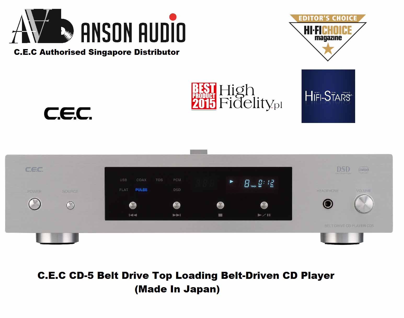 C.E.C CD-5 Belt Drive Top Loading Belt-Driven CD Player (Made In